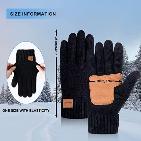 NEW Women Knit Wool Warm Thermal Thinsulate Lined Gloves - Picture 4 of 11